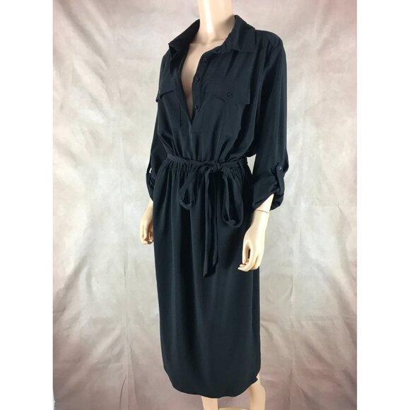 HUTCH Black Belted Midi Shirt Dress Size XL - Picture 4 of 8